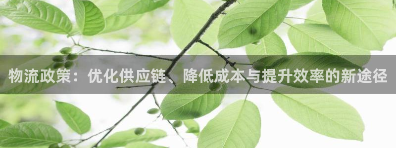 ,优游国际圈助手：物流政策：优化供应
